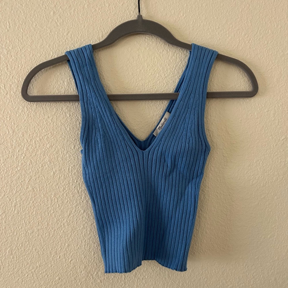 Madewell Blue Ribbed Tank Top